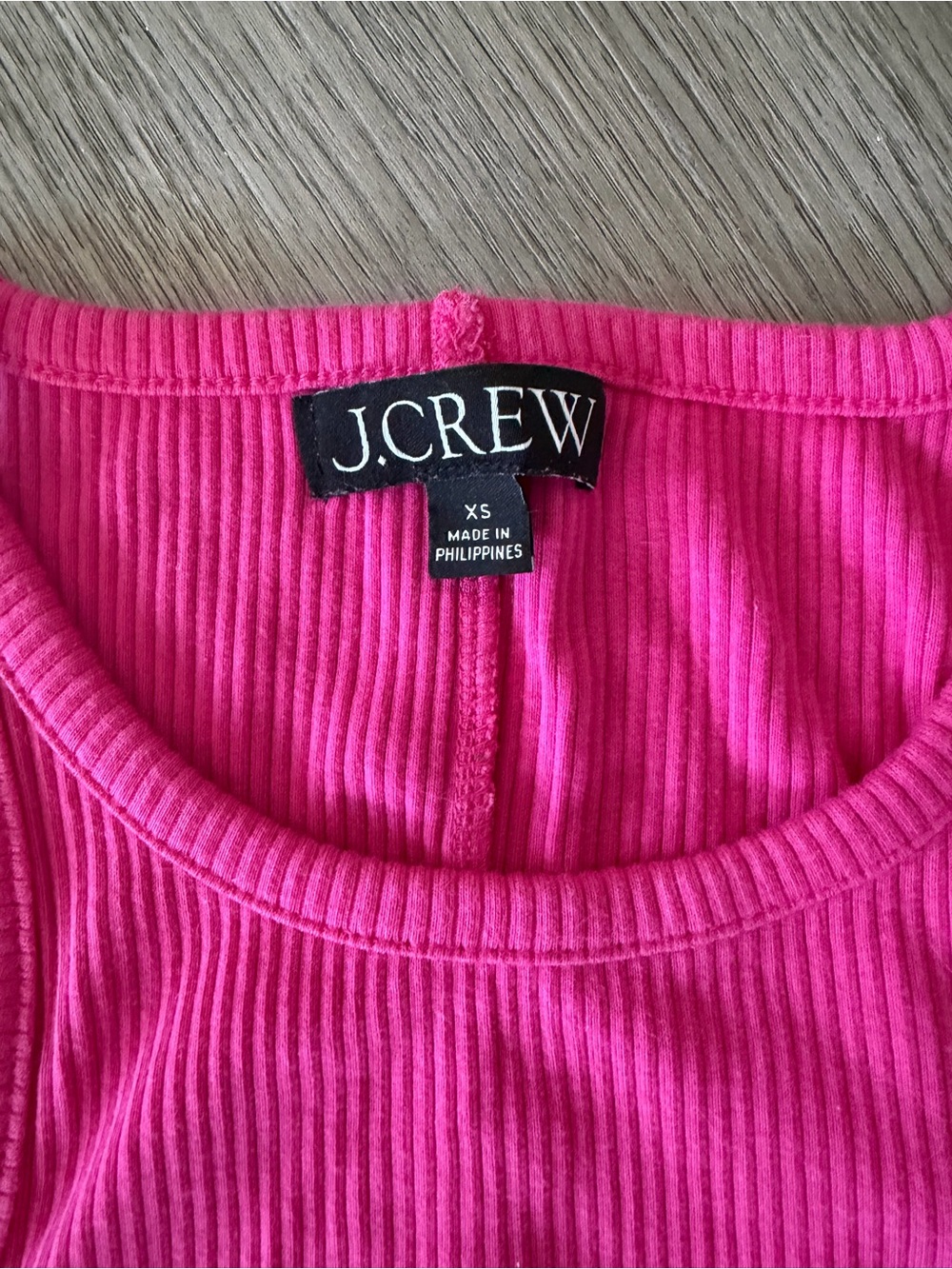 J. Crew Hot Pink Ribbed Racerback Tank - Picture 2 of 2